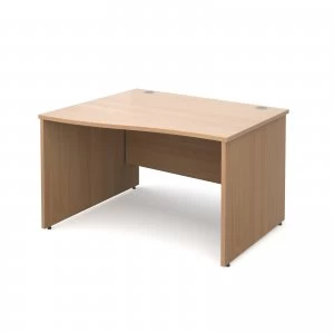 Maestro 25 PL Left Hand Wave Desk 1200mm - Beech Panel Leg Design