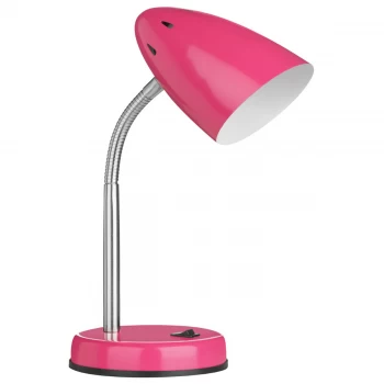 Premier Housewares Desk Lamp in Pink Gloss Chrome with Flexible Stem