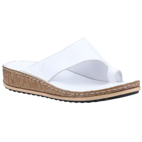 Hush Puppies Womens Elissa Toe Post Wedge Slide Sandals - UK 4 White female GDE2386WHT4