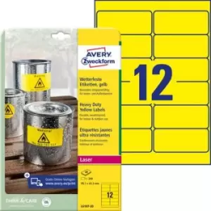 Avery-Zweckform L6107-20 Labels 99.1 x 42.3mm Polyester film Yellow 240 pc(s) Permanent All-purpose labels, Weatherproof labels