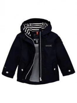 Regatta Girls Bibiana Striped Lined Hooded Jacket - Navy, Size 7-8 Years, Women