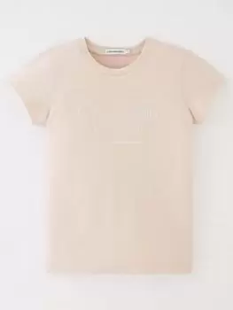 Calvin Klein Jeans Girls Metallic Box Slim Fit T-Shirt - Pale Rose, Pale Rose, Size Age: 16 Years, Women