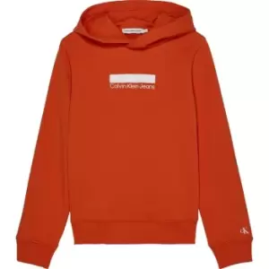 Calvin Klein Jeans Small Block Logo Hoodie - Orange