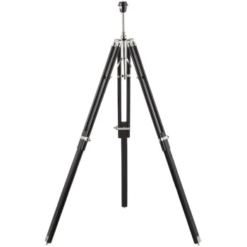 Endon Tripod - Floor Lamp Bright Nickel Plate, Dark Wood, E27