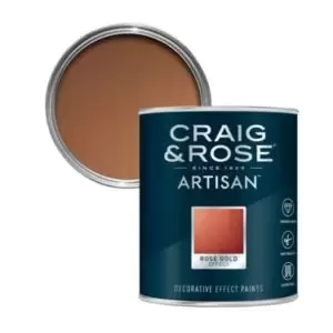 Craig & Rose Artisan Rose Gold Effect Mid Sheen Topcoat Special Effect Paint, 750Ml