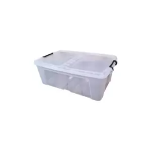 Samuel Alexander - 50L Smart Storage Box, Clear with Clear Extra Strong Lid, Stackable and Nestable Design Storage Solution