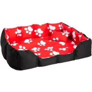 Tectake - Dog bed made of polyester - large dog bed, dog basket, dog snuggle bed - black/red/white