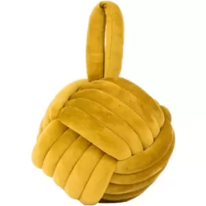 Furn - Knot Plush Velvet Heavy Weight Door Stop, Ochre