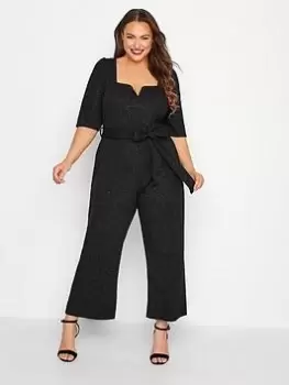 Yours Party Notch Neck Jumpsuit - Black, Size 18, Women