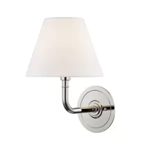 Signature No. 1 1 Light Wall Sconce Polished Nickel, Linen