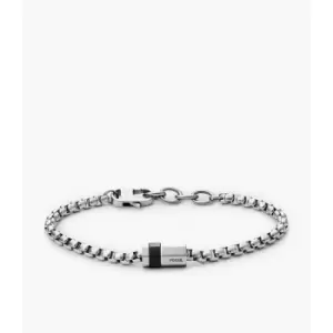 Fossil Mens Classics Stainless Steel Station Bracelet - Silver