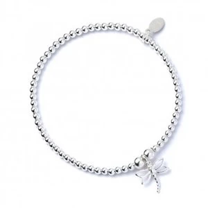 Dragonfly Charm with Sterling Silver Ball Bead Bracelet