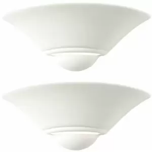 Loops - 2 pack Dimmable LED Wall Light Unglazed Ceramic Shell Dome Fitting Lounge Lamp