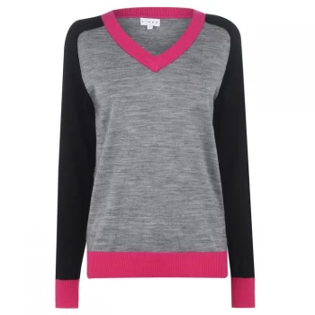 Linea Merino V Neck Jumper - Colour Block