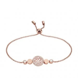 Fossil Ladies Rose Gold Tone Mother-Of-Pearl Disc Bracelet