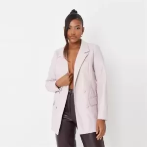 Missguided Premium Faux Leather Blazer - Purple