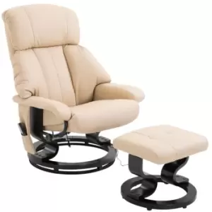 HOMCOM Recliner Sofa Electric Massage Chair Sofa 10 Massager Heat with Foot Stool - White