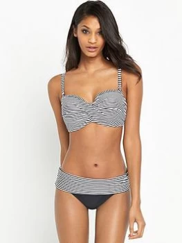 Panache Anya Stripe Bandeau Bikini Top - Black/White, Size 36Ff, Women