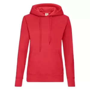 Fruit Of The Loom Ladies Lady Fit Hooded Sweatshirt / Hoodie (M) (Red)