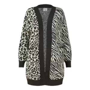 Yumi Black Zebra and Leopard Knitted Cardigan - Black