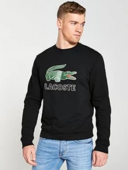 Lacoste Sportswear Big Croc Logo Sweatshirt - Black