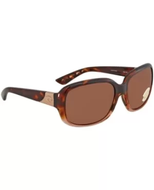 Costa Del Mar Gannet Shiny Tortoise Rectangular Plastic Unisex Sunglasses GNT 120 OCP GNT 120 OCP