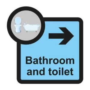 Bathroom and Toilet Arrow Right Sign, Self Adhesive Foamex (305mm x 310mm)