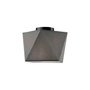 Carla Semi Flush Light, Fabric Shade Gray, 1x E27