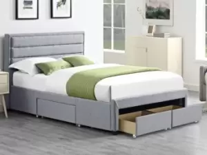 LPD Greenwich 5ft King Size Grey Fabric 4 Drawer Bed Frame