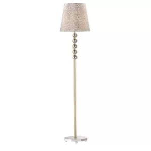 Queen 1 Light Floor Lamp Gold, Clear with Glass Decoration, E27