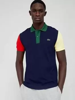 Lacoste Colour Block Polo Shirt - Navy, Size XL, Men