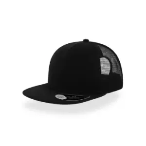 Atlantis Snap Mesh Flat Visor 6 Panel Trucker Cap (One Size) (Black)