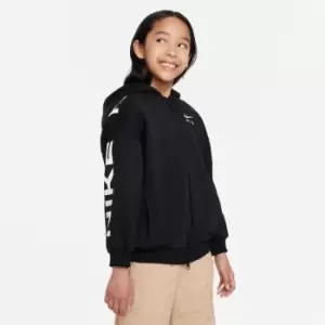 Nike Air Club Fleece Big Kids (Girls') Oversized Full-Zip Hoodie - Black