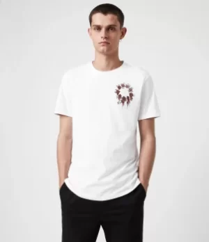 AllSaints Mens Ceremony Brace Crew T-Shirt, Optic White, Size: L