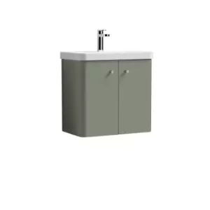 Nuie Core 600 Wall Hung 2-door Unit & Basin - Satin Green