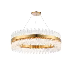 Lysander 32 Light G9, Ceiling Pendant Round, Brass, Clear Item Weight: 29.51kg