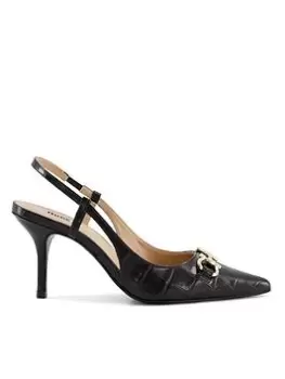 Dune London Dune London Click Leather Snaffle Point Slingback, Black, Size 4, Women