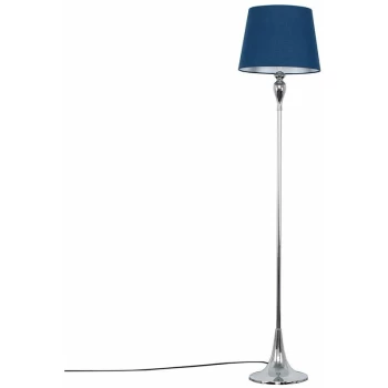 Faulkner Spindle Floor Lamp in Chrome with Aspen Shade - Navy Blue