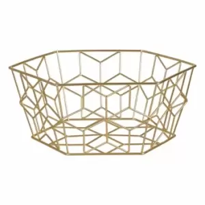 Premier Housewares Fruit Basket, Matte Gold Finish, Metal Wire