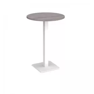 Brescia circular poseur table with flat square white base 800mm - grey