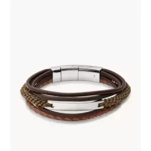 Fossil Mens Vintage Casual Dark Brown Multi-Strand Bracelet - Brown / Brown / Gold