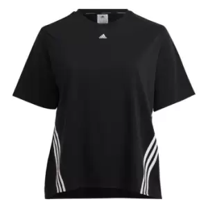 adidas Train Icons 3-Stripes T-Shirt (Plus Size) Womens - Black