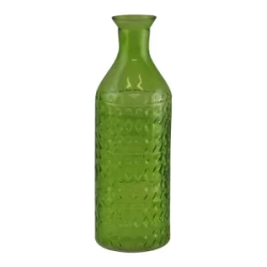 Light Green Small Geometric Embossed Glass Bottle Style Vase