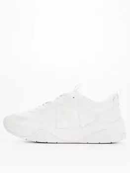 Armani Exchange PU Suede Mix Chunky Trainer - White, Size 39, Women