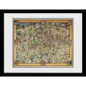 Transport For London Tapestry Map 12 x 16 Framed Collector Print