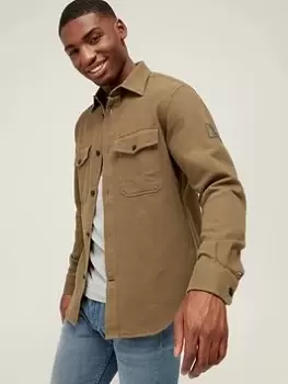 Tommy Hilfiger Brushed Overshirt - Army Green , Army Green, Size XL, Men