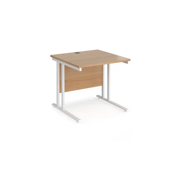 Maestro 25 Straight Desk White Frame and Beech Table Top - 800x800mm