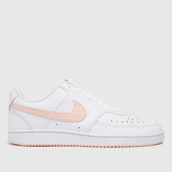 Nike White & Pink Court Vision Low V Day Trainers