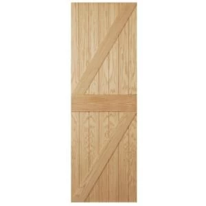 Ledged Braced Oak Veneer Oak Veneer Unglazed External FrontBack Door H2032mm W813mm