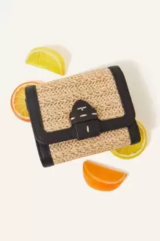 Small Contrast Raffia Purse